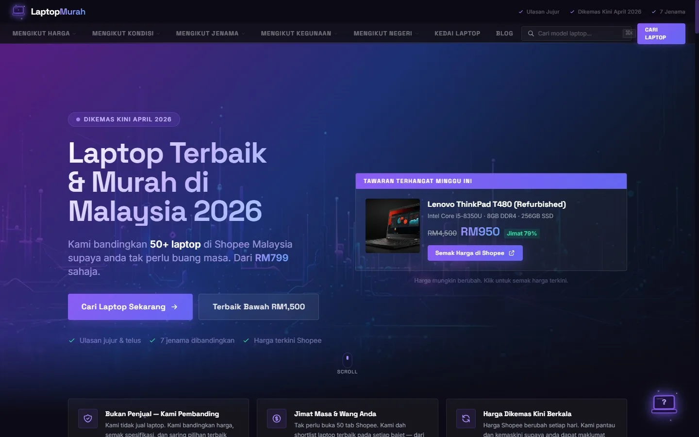 LaptopMurah.net website screenshot